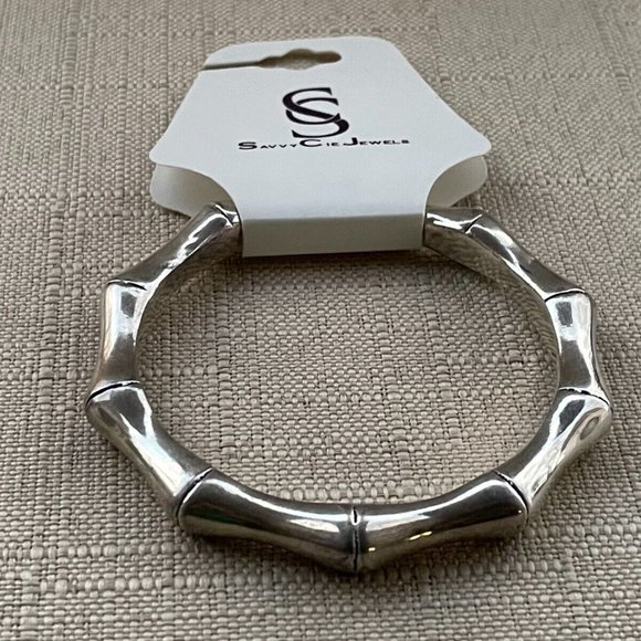 Savvy Cie Jewelry Women Bracelet BS925 Silver Tone Wrist band New - Picture 2 of 7